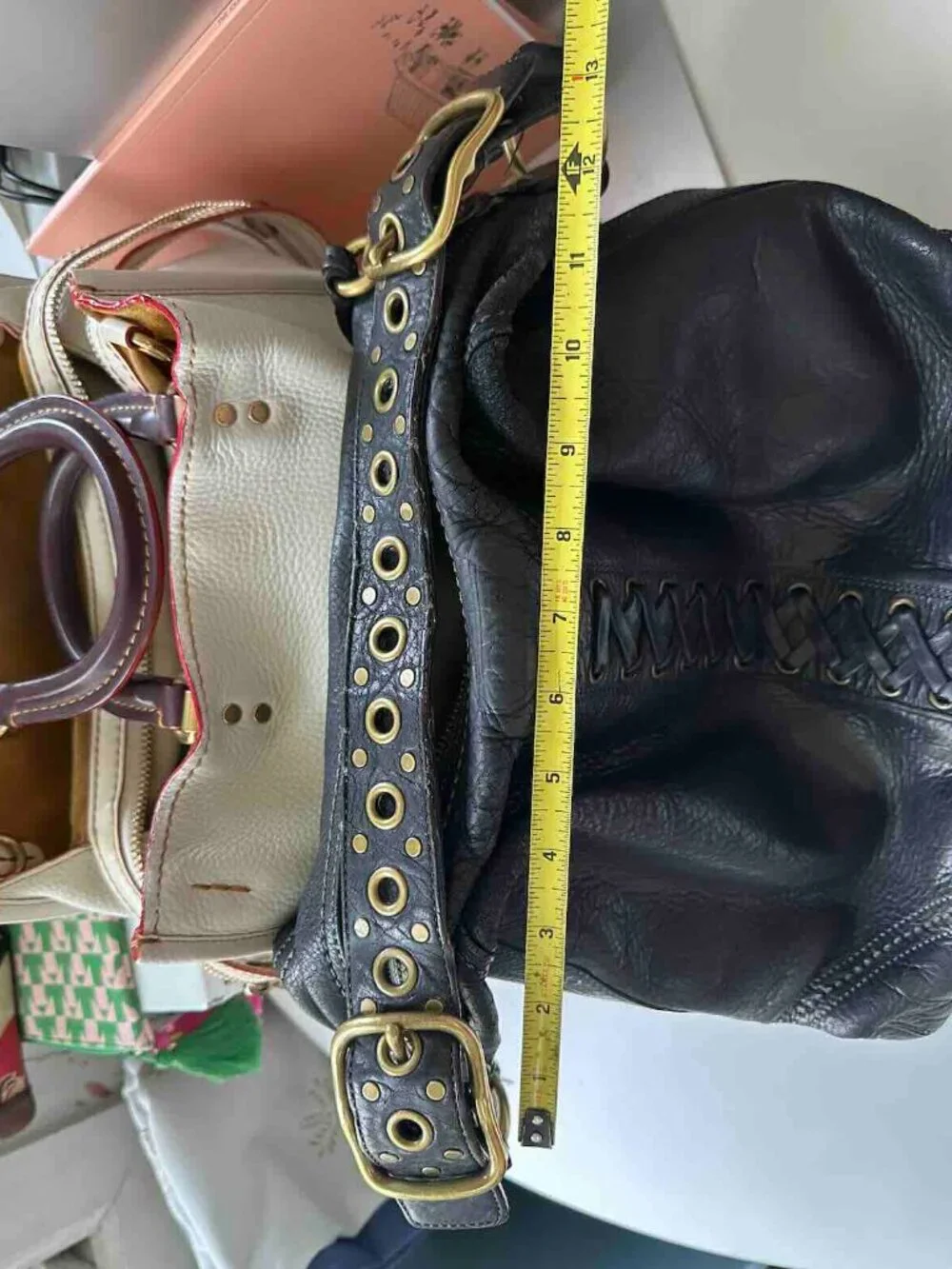 Vintage COACH LEGACY Slouchy Black PebbledLeather Lace-Up Hobo Bag 10400 Loved